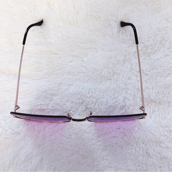 Blair Purple Rectangle Half Rim Sunglasses - Picture 5 of 10